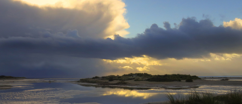 Rainy afternoon on the North Sea beach.