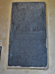 bigbury church, devon,incised slate slab to john and jane pearse, +1612 and +1589