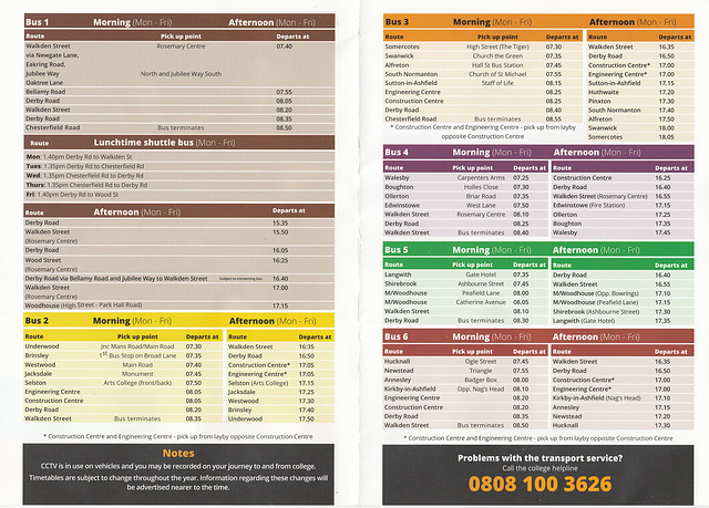 WNC College Transport  timetable 2022-2023 (2 of 3)