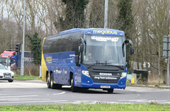 Prospect Coaches (Megabus contractor) PR73 KNG at Fiveways, Barton Mills - 8 Jan 2024 (P1170225)