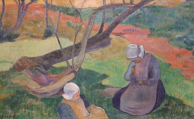 Landscape with Two Breton Women by Gauguin Detail MFA Boston July 2011