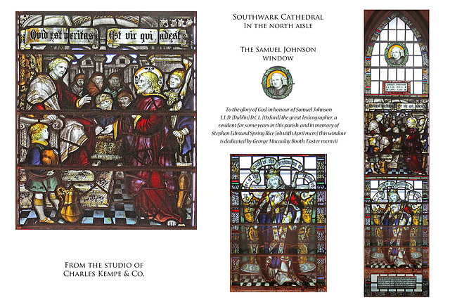 Southwark Cathedral + Samuel Johnson window + Charles Kempe & Co + 1907