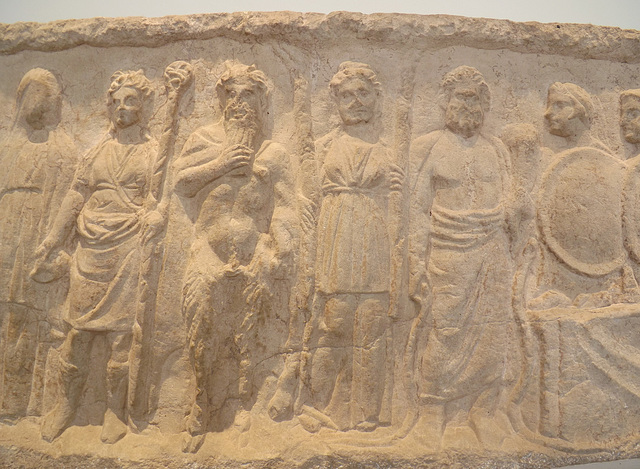 Detail of the Votive Relief from Livadia in the National Archaeological Museum in Athens, May 2014