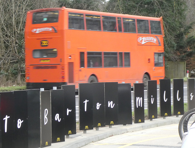 Welcome to Barton Mills - Mulleys Motorways LW51 ZHJ (01 D 10215) at Fiveways - 8 Jan 2024 (P1170231)