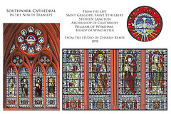 Southwark Cathedral + Saints Gregory & Ethelbert + Stephen Langton & William Wykeham window + by Alan Younger + 1898