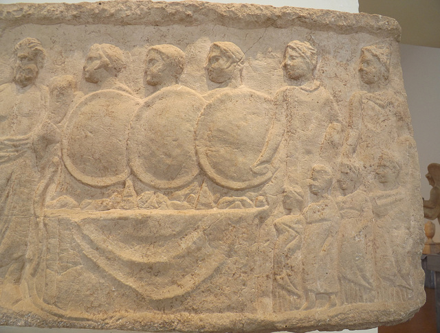 Detail of the Votive Relief from Livadia in the National Archaeological Museum in Athens, May 2014