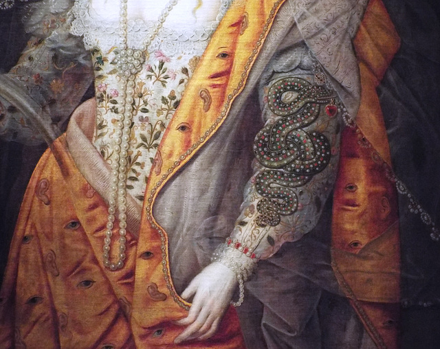 Detail of the Rainbow Portrait of Elizabeth I in the Metropolitan Museum of Art, December 2022