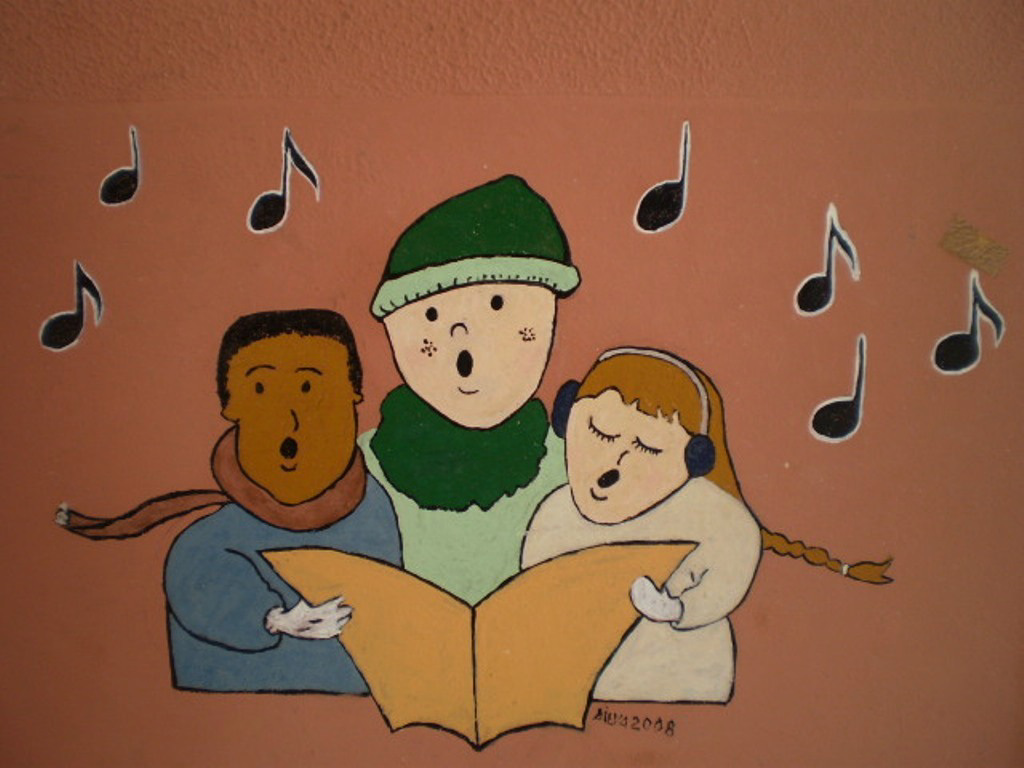 Painted on façade of People's Kindergarten.