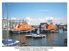 RNLI 17-32 Ernest & Mabel at Weymouth with another Severn class 2002