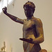 Detail of a Bronze Statue of Young Athlete from Marathon in the National Archaeological Museum in Athens, May 2014