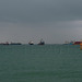 Ships anchoring off Marina Barrage