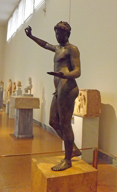 Bronze Statue of Young Athlete from Marathon in the National Archaeological Museum in Athens, May 2014