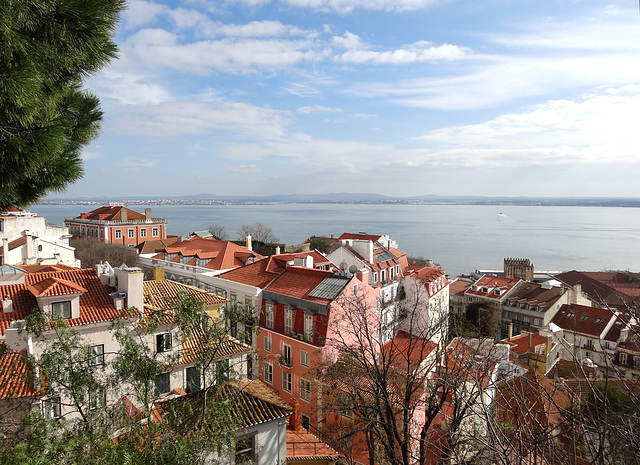 View across the Tejo from Lisbon castle.