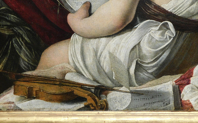 Detail of The Musicians by Caravaggio in the Metropolitan Museum of Art, February 2019