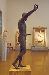 Bronze Statue of Young Athlete from Marathon in the National Archaeological Museum in Athens, May 2014