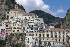 Amalfi rises from the shoreline