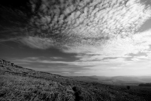 Moorland skyscape B&W