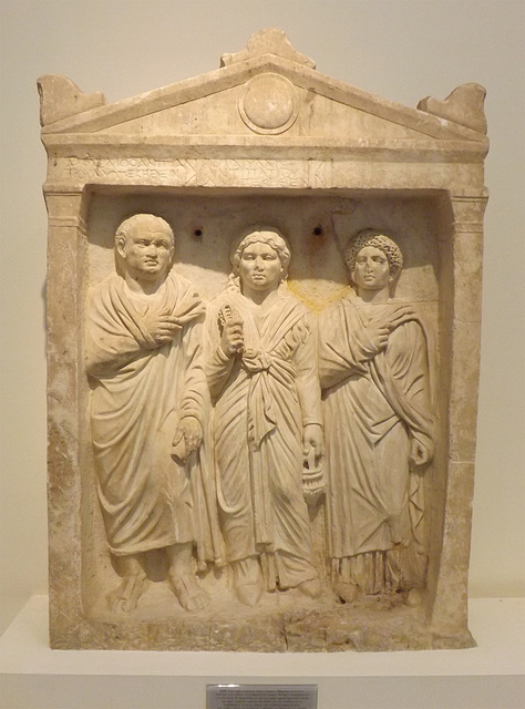 Roman Period Grave Stele of Amaryllis and Mousaios in the National Archaeological Museum in Athens, May 2014