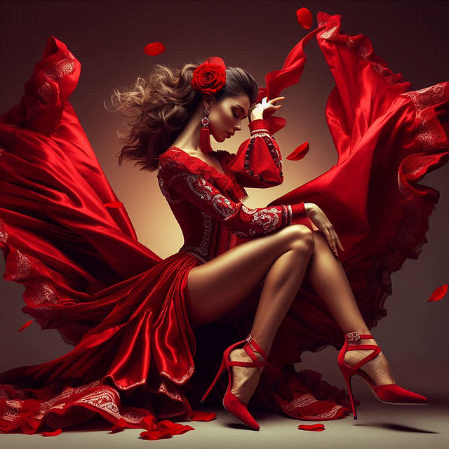 La Dame en rouge et en Talons Hauts par mon amie Angélique