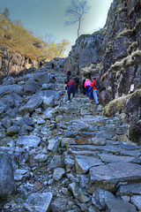 The steep stairs.