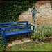 blue seat in the Turrill Garden