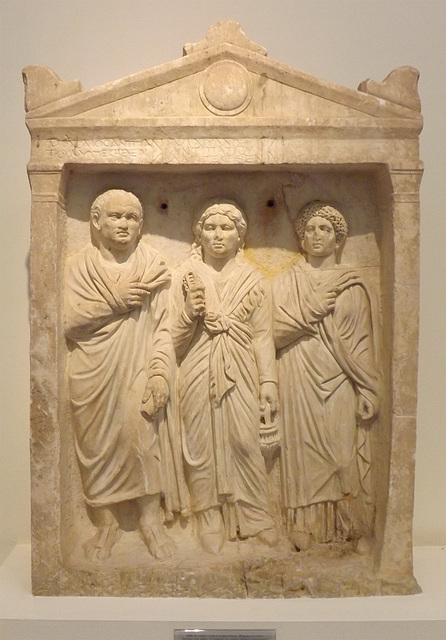 Roman Period Grave Stele of Amaryllis and Mousaios in the National Archaeological Museum in Athens, May 2014