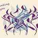 Leaves from Photoshop shapes - blue & plum - Thinking of You