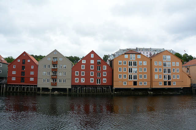 Norway, Old Town of Trondheim, Houses of the Right Bank of the Nidelva River