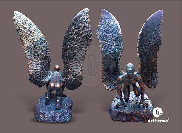 sculpture, Indian sculpture, sculpture art, famous sculptures in India, sculpture garden, 3d sculpture, modern sculpture, sculpture images, Fiber sculpture, Man with Wings Fiber-jpg