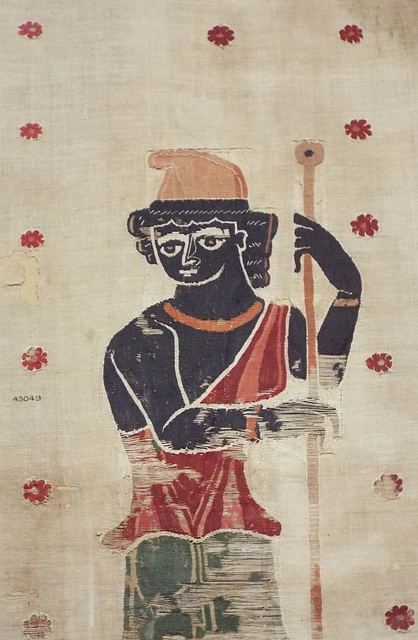 Detail of a Textile Fragment with Artemis and Actaeon in the Metropolitan Museum of Art, February 2024