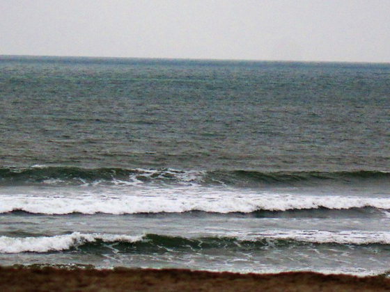 The sea was grey but not too angry