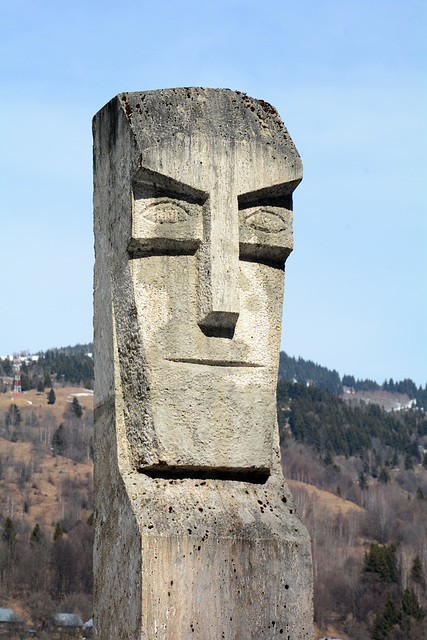 Romania, Maramureș, Sculpture of the Hero in the Memorial in the Village of Moisei