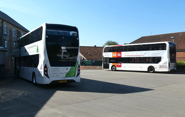 Coach Services Ltd CS73 BUS and CS23 BUS in Thetford - 7 Jun 2024 (P1180378)