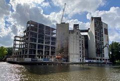 Work on the old flour mill