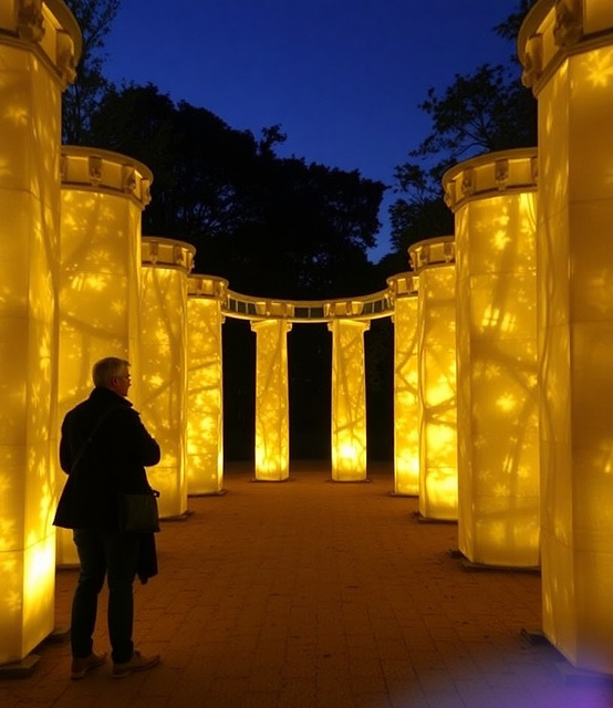 A la manière de l'odyssée lumineuse au parc du Thabor de Rennes (35)  avec  l'IA .