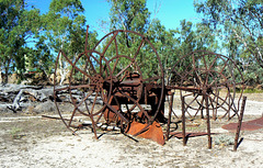 Paddle wheel steamer remains.