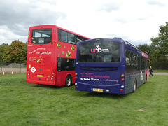 Unō BYD1472 (LJ16 EZN) and 366 (BG14 OOH) at Showbus 50 on 25 Sep 2022 (P1130531)