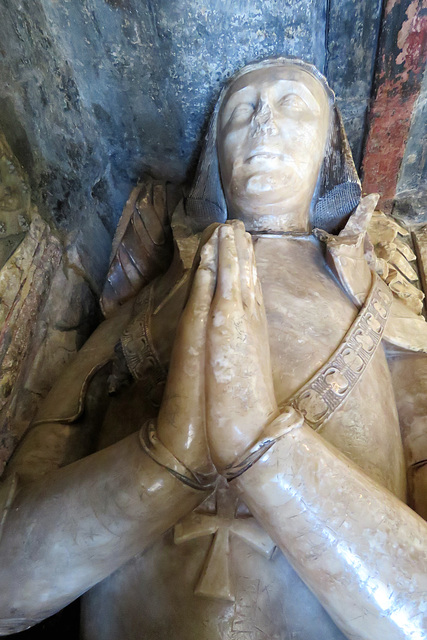 abergavenny priory, gwent,livery collar detail of tomb of sir richard herbert, +1510