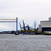 Shell-Windräder, Kattwykbrücke und Kohlekraftwerk Moorburg