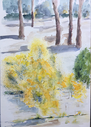 Aquarelle: En Provence le printemps