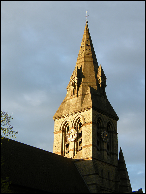 golden spire in the evening sun