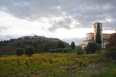 Italy, Toscana, The Abbey of Sant'Antimo and  Castelnuovo delL'abate on the Hill