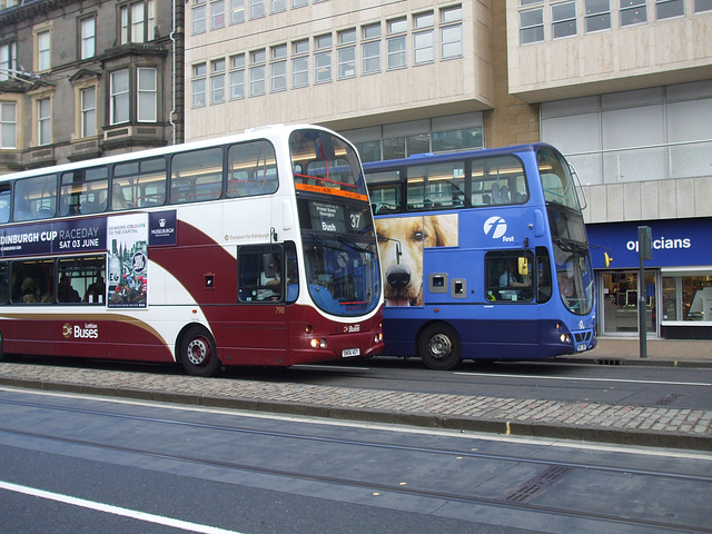 DSCF7359 Lothian Buses 798 (SN56 AEY) and First Scotland 37272 (SN57 JBV) in Edinburgh - 8 May 2017