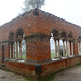 Italy, The Abbey of San Galgano, Destroyed Gazebo in the Morning Fog