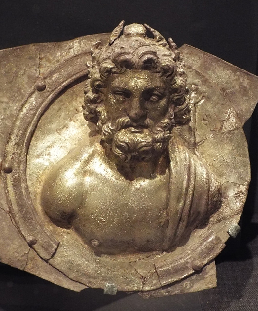 Detail of a Breastband of a Horse with an Inscription and a Bust of Zeus Karios in the Princeton University Art Museum, April 2017