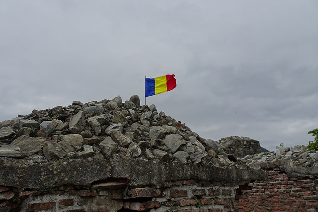 Flag Flying Over The Poenari Citadel