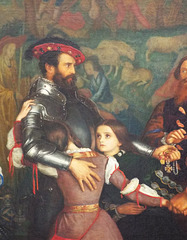 Detail of The Ransom by Millais in the Getty Center, June 2016