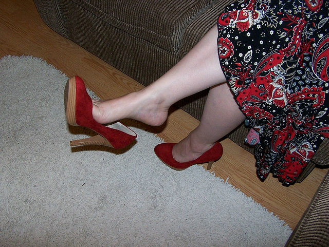 Tanya / 6 inch Red Suede dangle