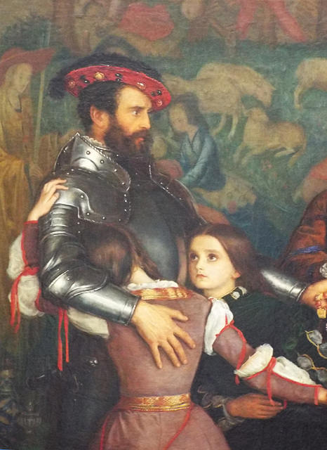 Detail of The Ransom by Millais in the Getty Center, June 2016