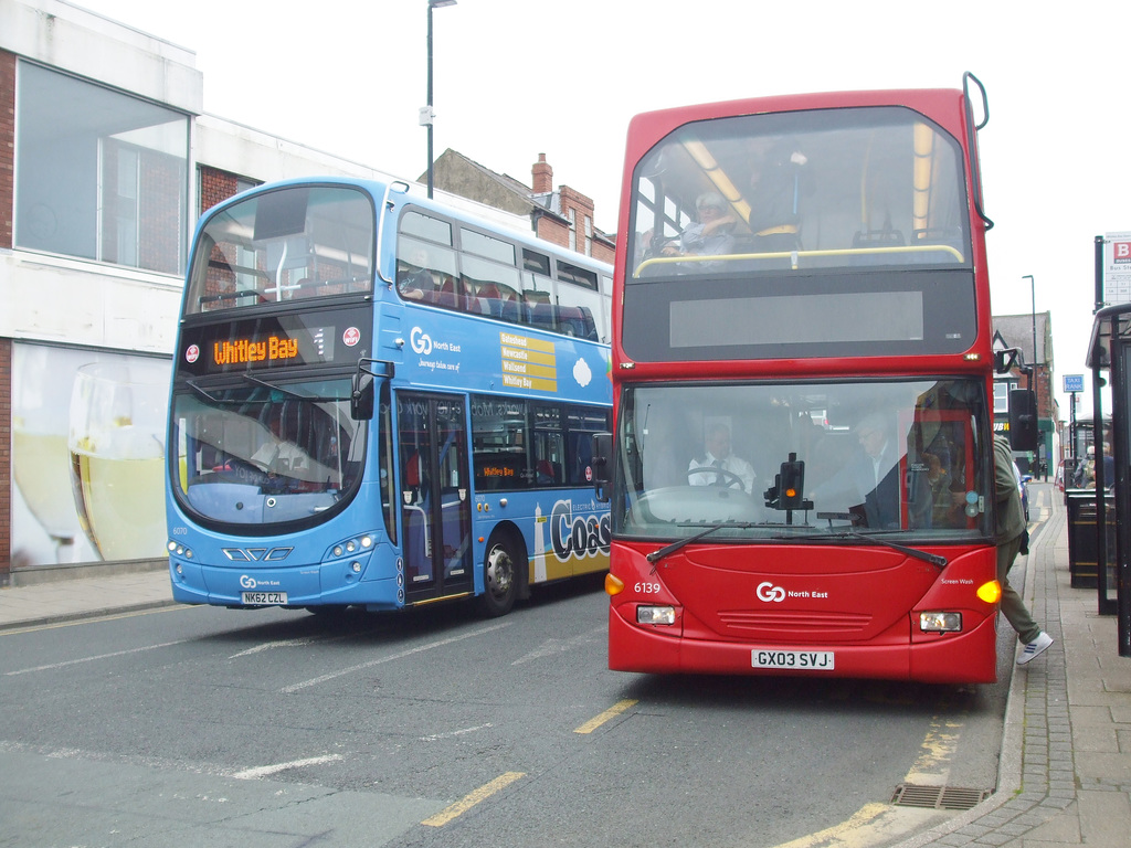 DSCF2461 Go North East 6070 (NK62 CZL) and 6139 (GX03 SVJ) in Whitley Bay - 1 Jun 2018